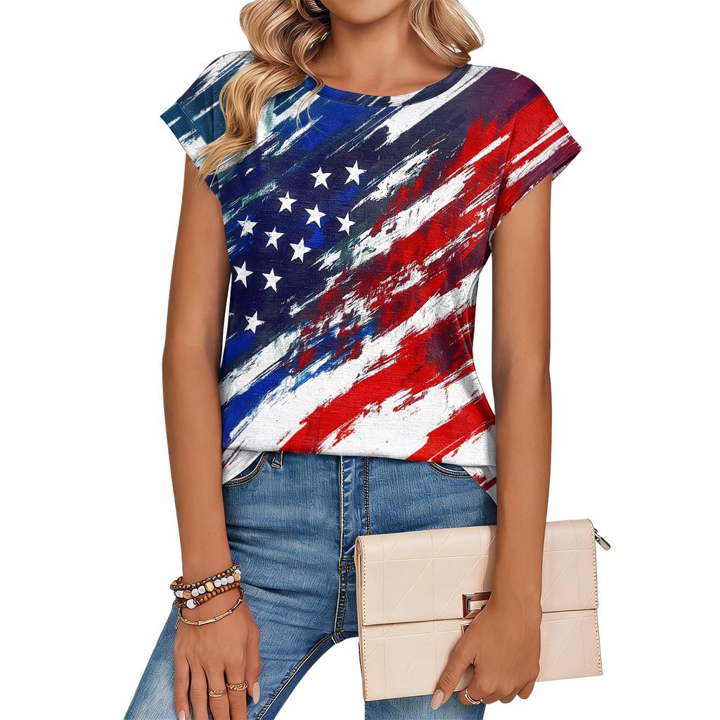 Women's Loose-Fit Fashionable Casual Retro Print T-Shirt