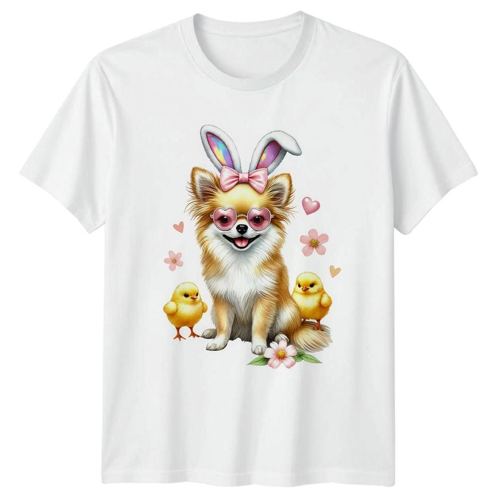 Fluffy Chihuahua Puppy Wearing Heart Unisexs TShirt Easter Spring Gift For Her S
