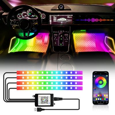 Neon 48 72 LED Lumină Ambientală Interioară Auto pentru Picioare cu Telecomandă Wireless USB Control Aplicație Muzică Lămpi Decorative Atmosferă Auto RGB