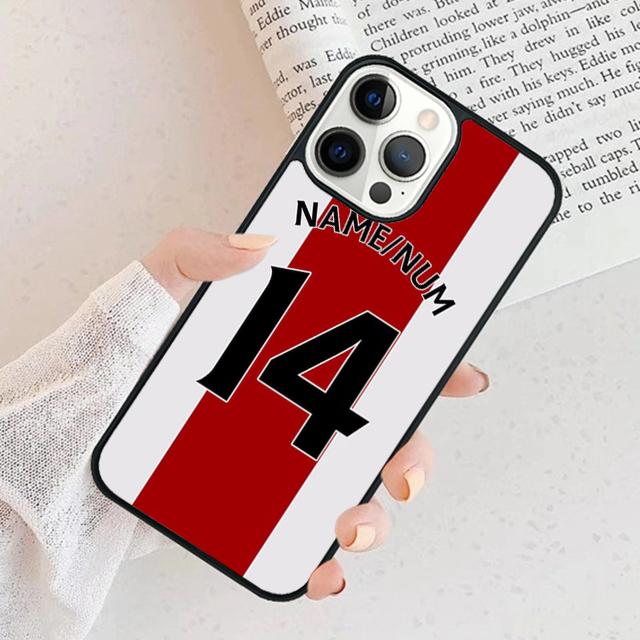 Personalised Football Name Number Phone Case Cover For iPhone 17 Air 15 16e 11 13 14 Pro Max 12 Plus Max Fundas