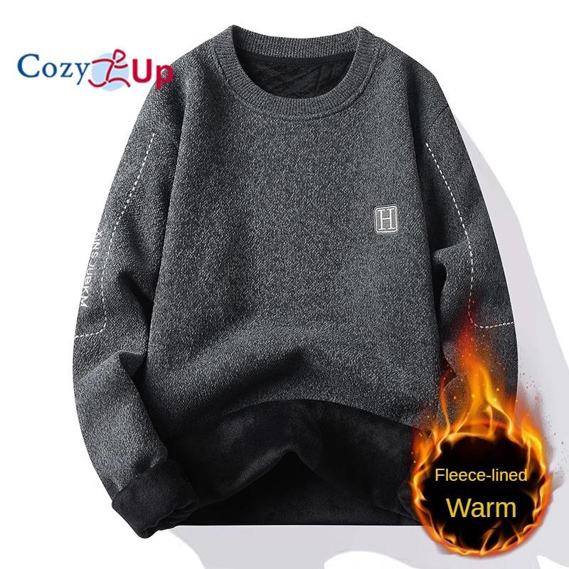 

Уютный мужской плюшевый и утолщенный вышитый теплый свитер для улицы 2XL темно-серого