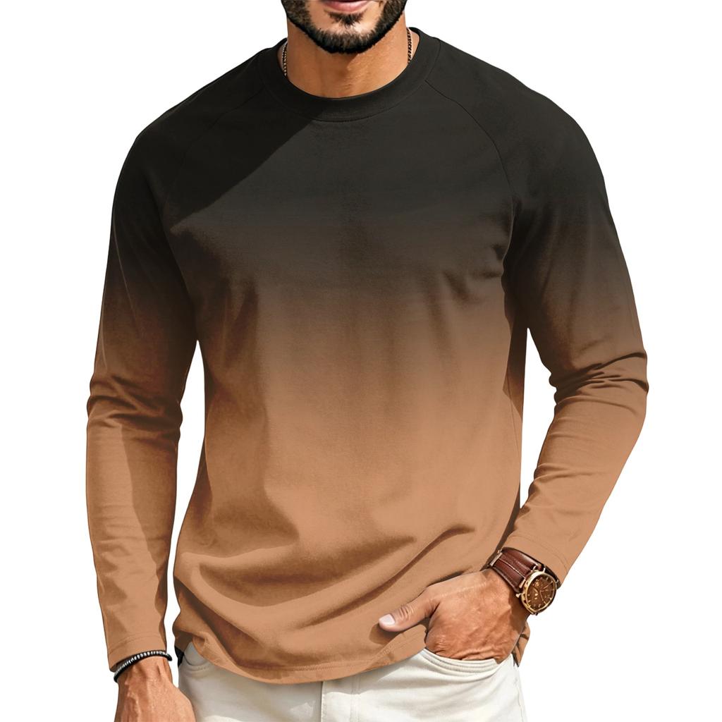 Men's Raglan Long Sleeve T-Shirt Neck Casual Top for Everyday Wear