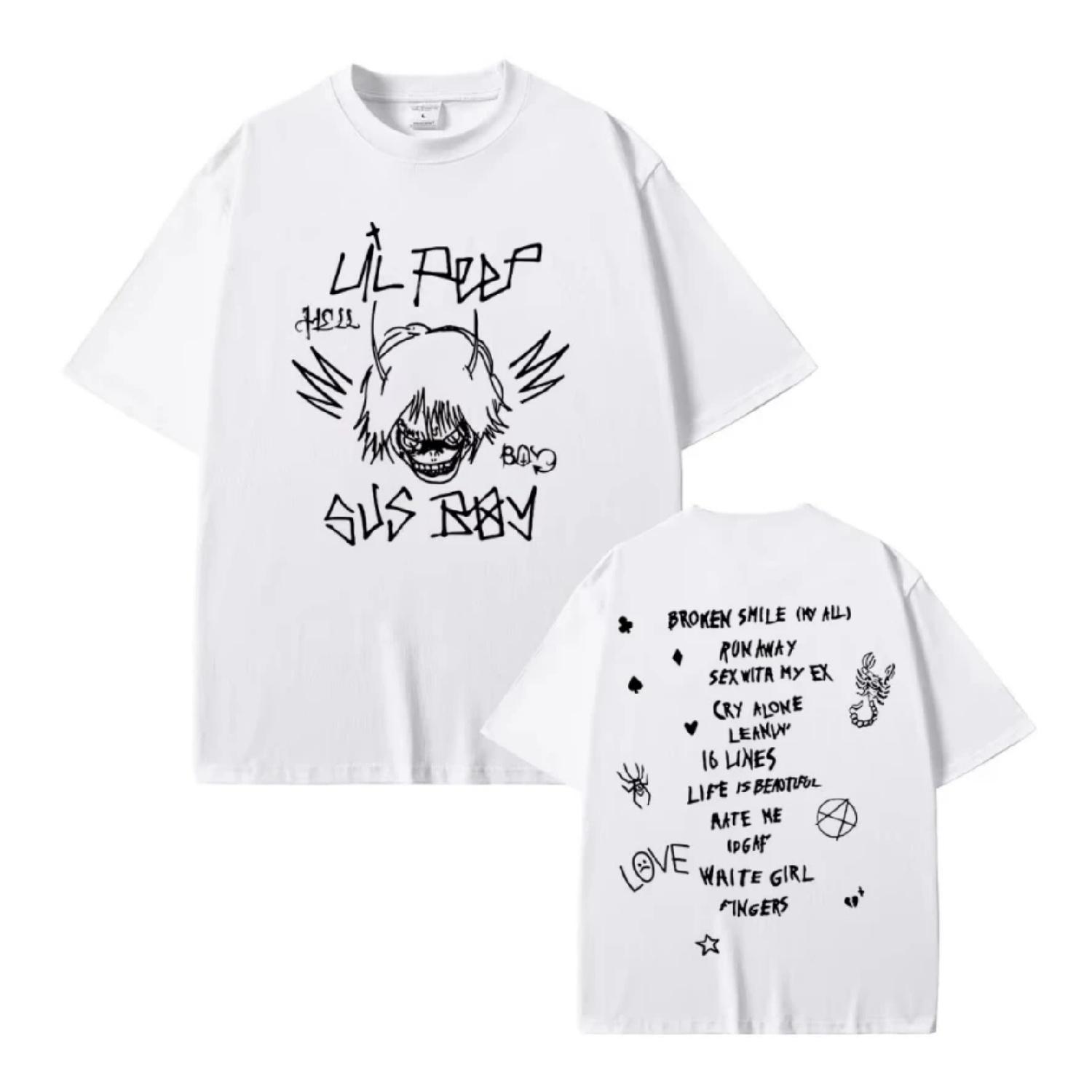 

Горячие Т-футболки с графикой рэпера Lil Peep Sus Boy Приходи, когда будешь трезвым Футболки Мужские Женские Мода Хип-Хоп Оверсайз Футболка S чёрный