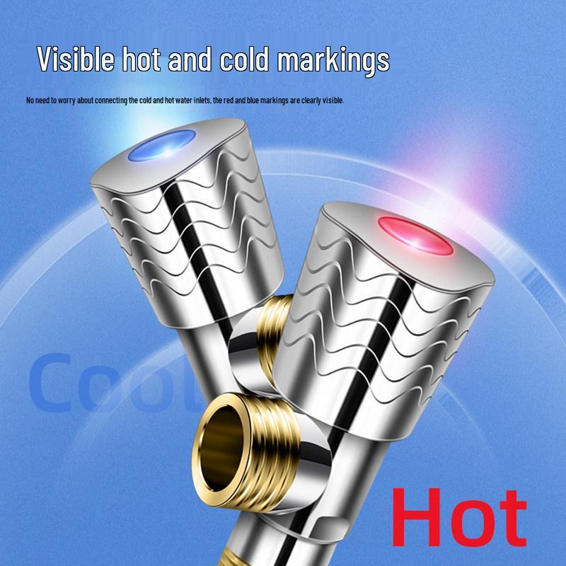 Universal All-Copper Dual Outlet Angle Valve for Household Hot/Cold Water Systems