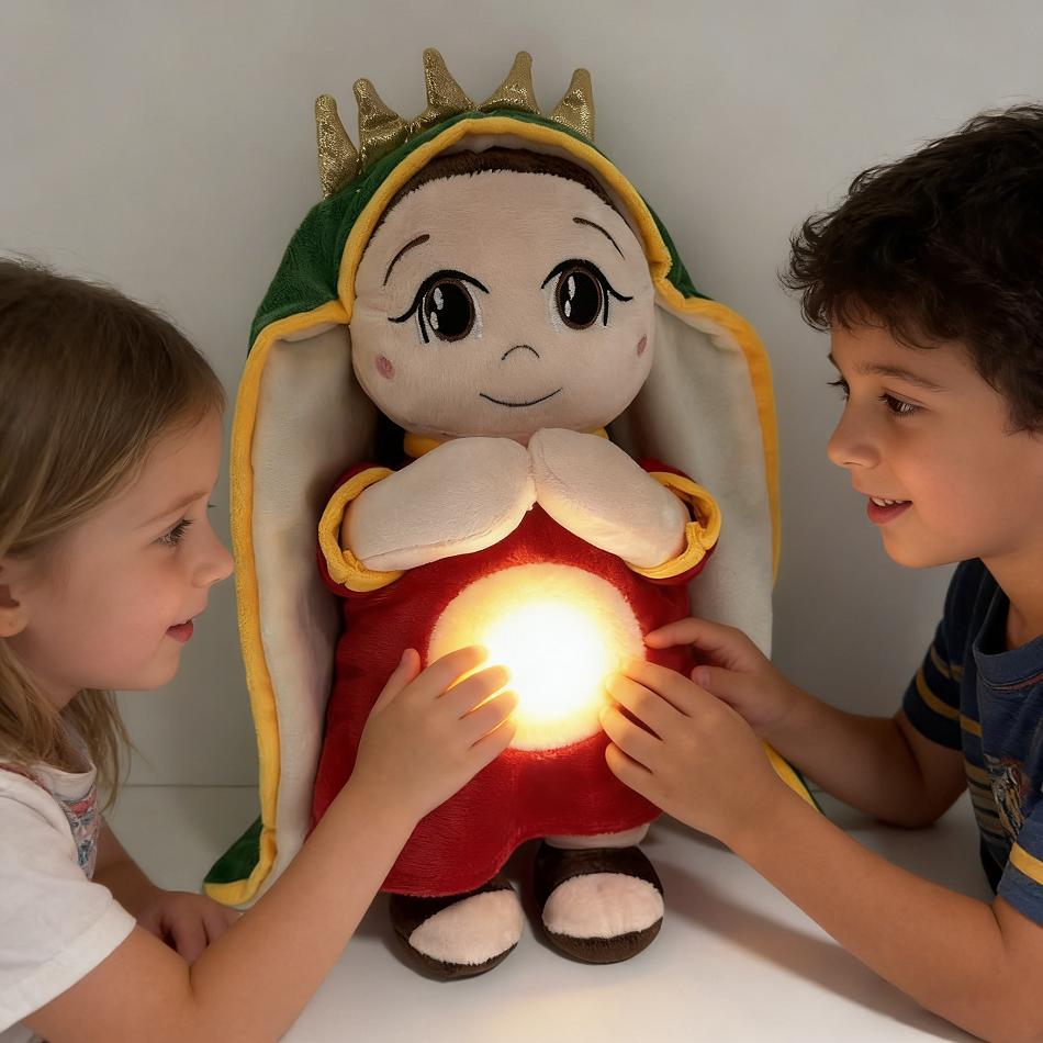 Breathing Jesus Virgin Mary Music Soothing With Light Plush Toy Doll Jesus Plush Toys Comforting Jesus Heart Toy Easter Gifts