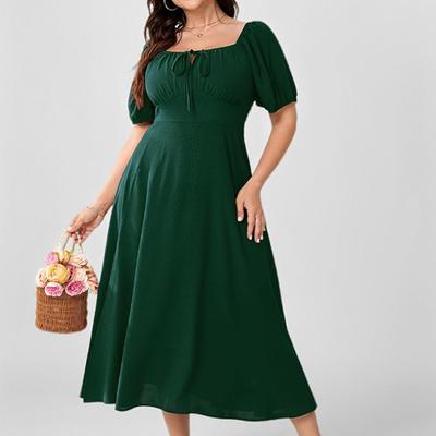 Spring New Women's Solid Color Lace-up Slim and Stylish Dress