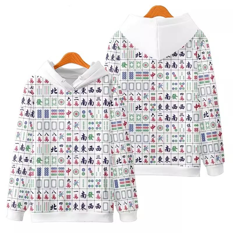 

Mahjong Graphic Hoodie Streetwear Cartoon Printed Hooded Sweatshirt Men Women Cosplay Sports Pullovers XXS