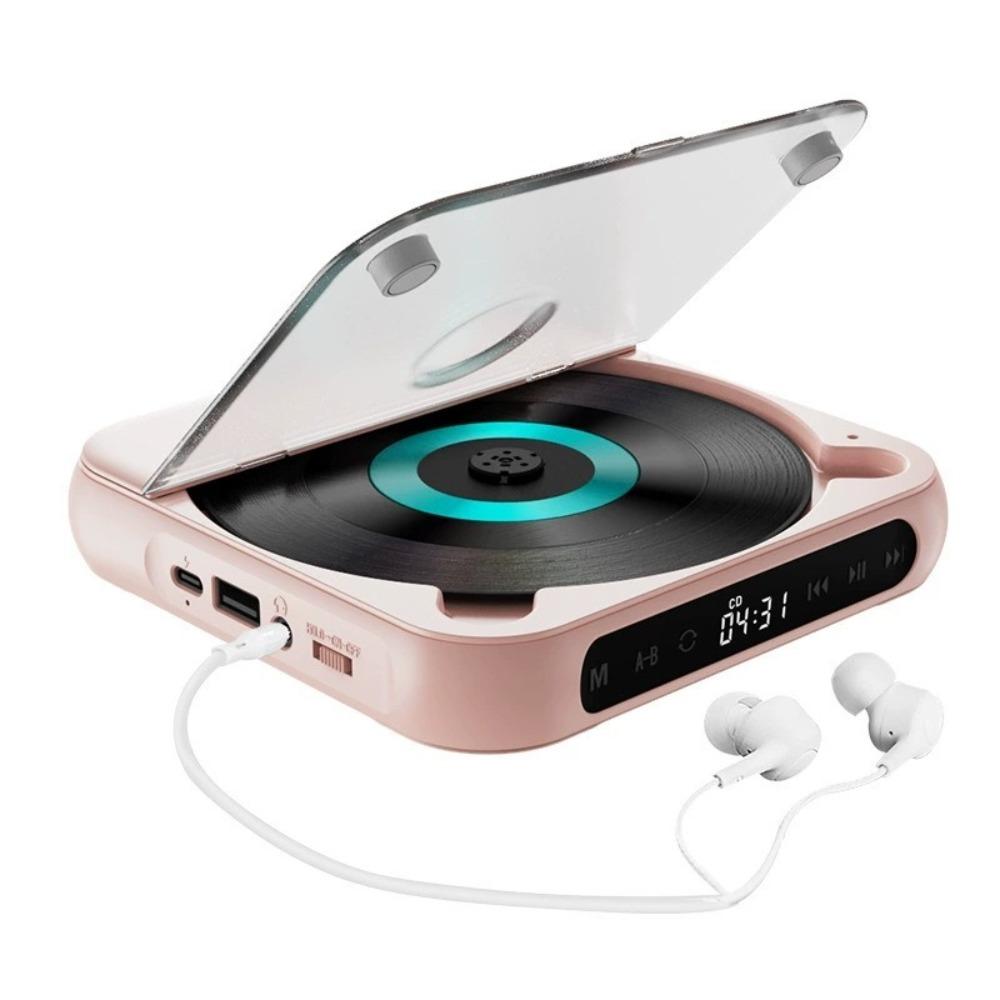 Wireless Bluetooth CD Player LCD Screen Rechargeable CD Player  for Travel, Home, Car