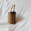 Japanese And Korean Straw Bucket Tote Hand Bags For Women Rattan Woven Purses And Handbags Ladies Beach Ribbon Handbag