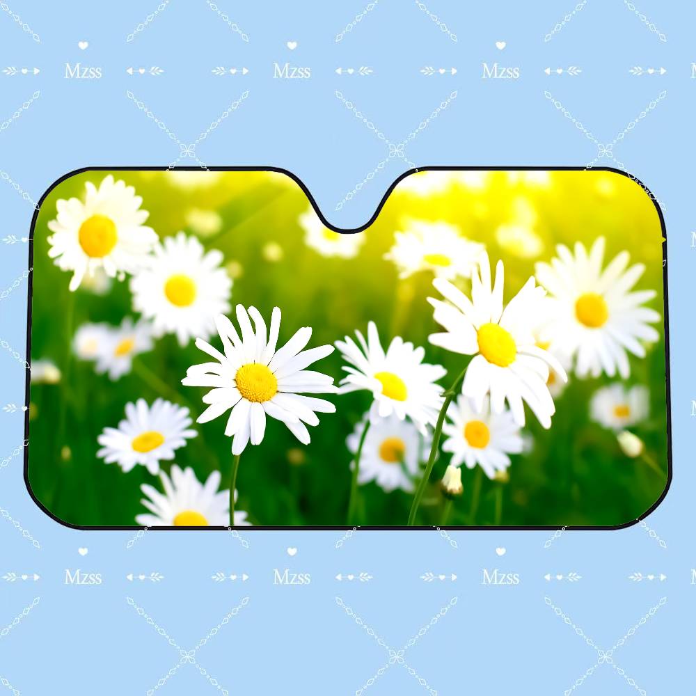 Daisies Car SunShade Car Sunshade, Front Windshield Protector, Foldable UV Resistant Sunshade Cover, Car Accessories