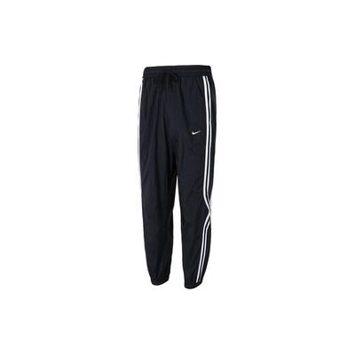 Calças de Jogging Retro com Listra Esportiva e Cordão de Cintura Média Masculinas Calças de Jogging Pretas FN2869-010