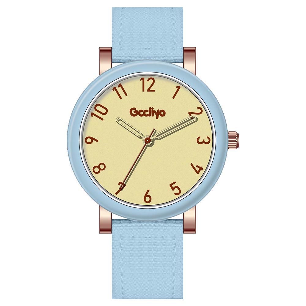 High-End Cream Canvas Strap Quartz Watch - Korean Style Fashion for Girls