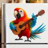 Rainbow Bird Playing Guitar Wall Stickers, Removable Anti-Static Self-Adhesive Decals for Kids Room Bedroom Living Room Decoration