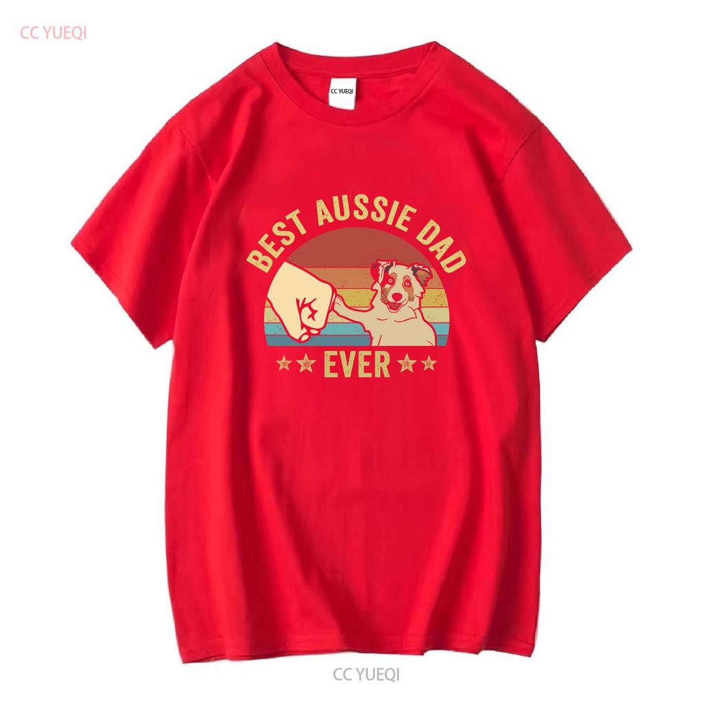 Vatertag Australian Shepherd Papa T-Shirt Bester Aussie Überhaupt Herren s für Ihn Lang- oder Kurzarm Vintage Gewaschen Weich Freizeit