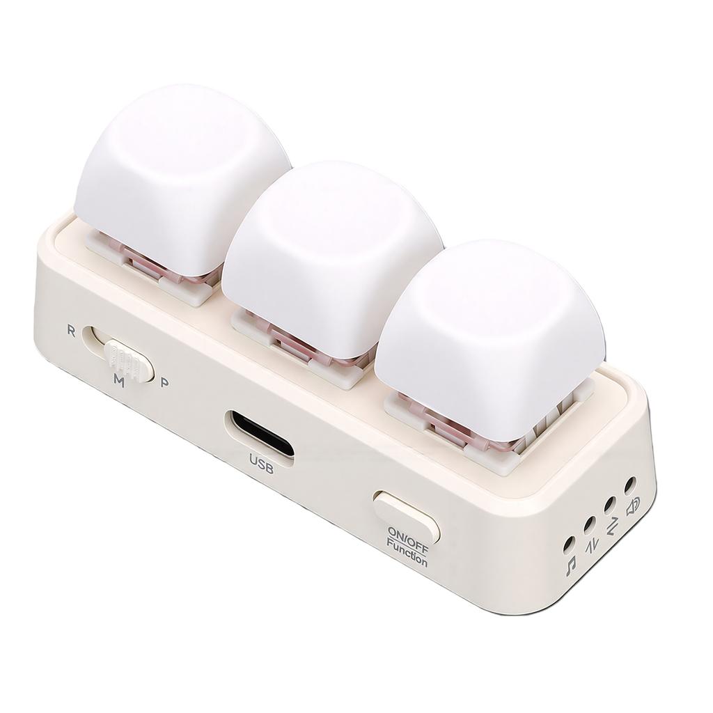 3 Key Keypad Bluetooth USB Programmable RGB Backlit 3 Key Macro Mechanical Keyboard for DIY Gaming Working White