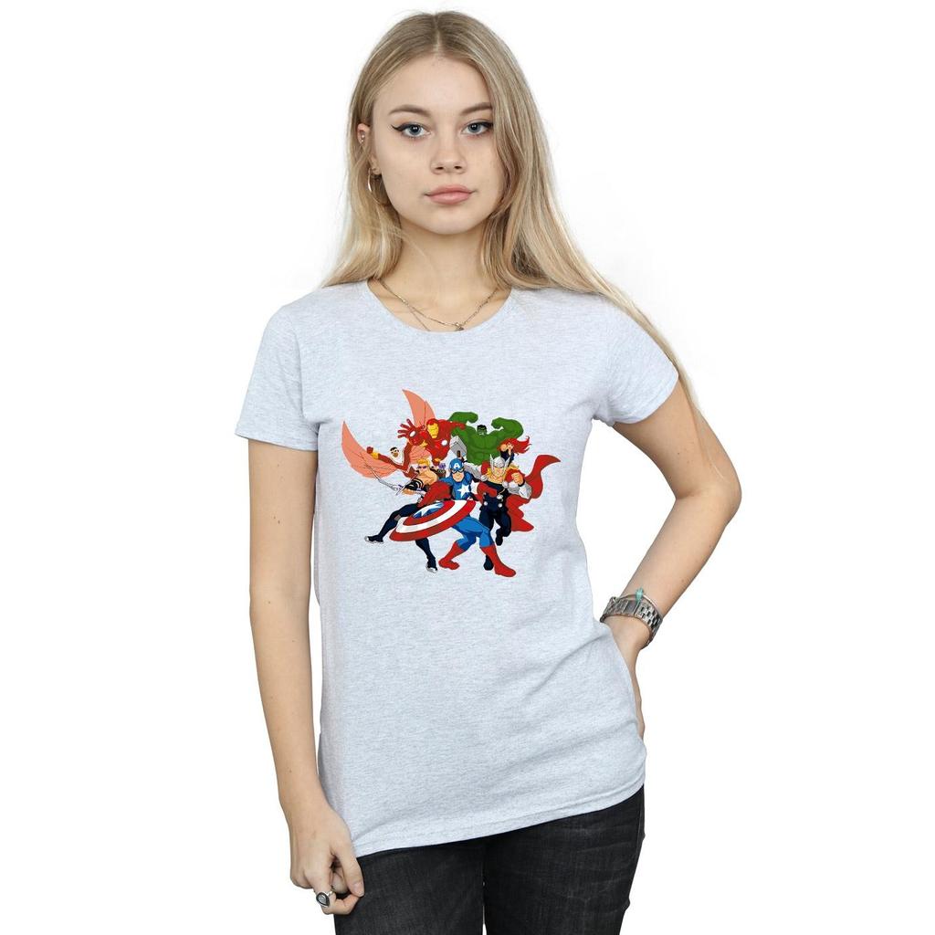 Marvel Womens/Ladies Avengers Assemble Comic Team Cotton T-Shirt