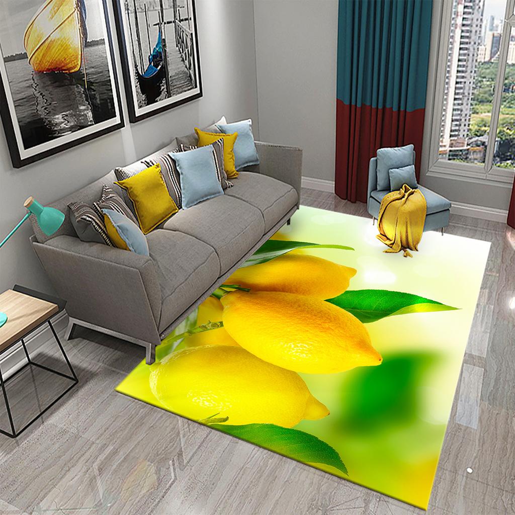 Yellow and Green Lemon Carpet Fresh Fruit Pattern Doormat Bathroom Kitchen Anti-slip Carpet Bedroom Living Room Decor Floor Rugs