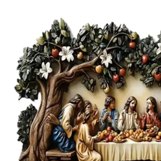 Veggmontert nøkkelholder Treskjæring Jesus-tema Nøkkelorganisator Multifunksjonell Hjemmekontor Entré Dekorativ Nøkkelhengerhylle