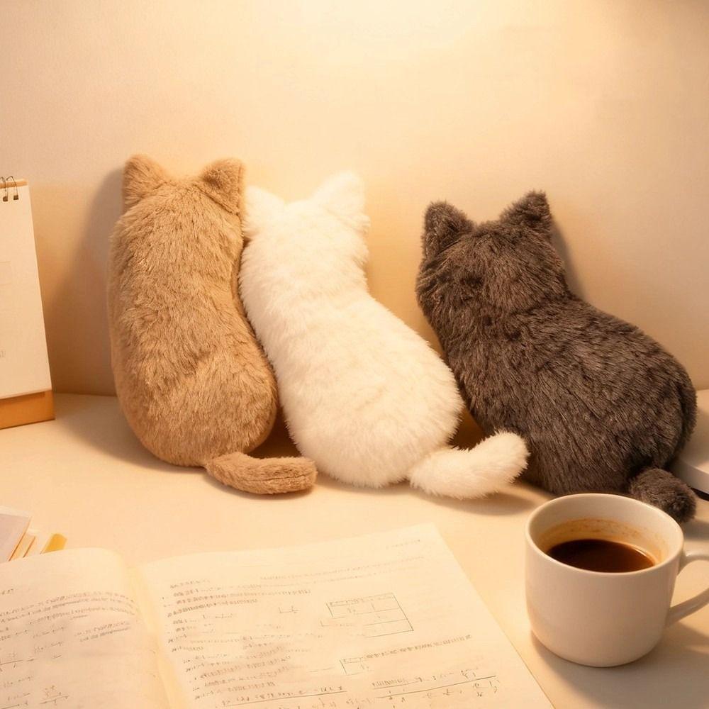 Soft Cat Plush Pencil Bag Cute Animal Stationery Bag Portable Fluffy Pencil Case Office Supplies