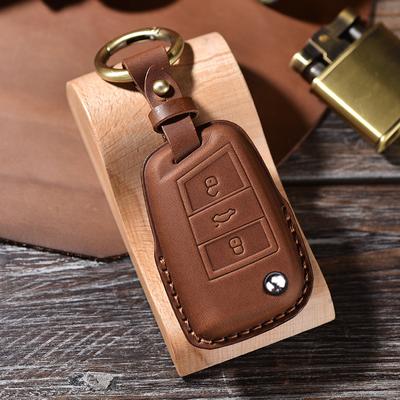 Leather Car Key Case Cover For Volkswagen VW Golf 7 MK7 For Skoda Octavia A7 Seat Ibiza Leon FR 2 Aztec Altea Protector Keychain
