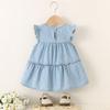Mädchen Kinderbekleidung Fliegenärmel Jeanskleid Baby Sommerkleid Ausländischer Stil 2025 Neues Prinzessinnenkleid