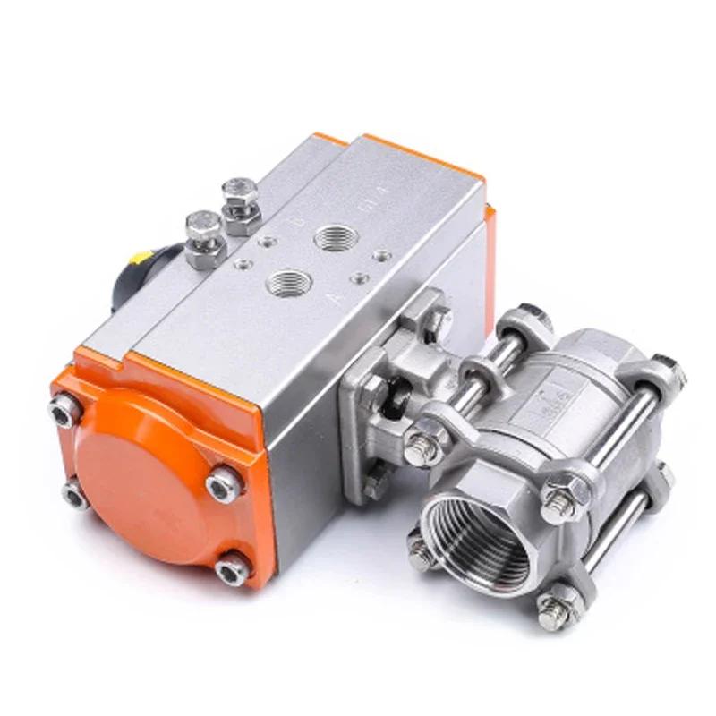 DN8 DN10 DN15 DN20 DN25 DN32 DN40 DN50 Three Piece Pneumatic Ball Valve With High Platform 304 Double Acting Cylinder