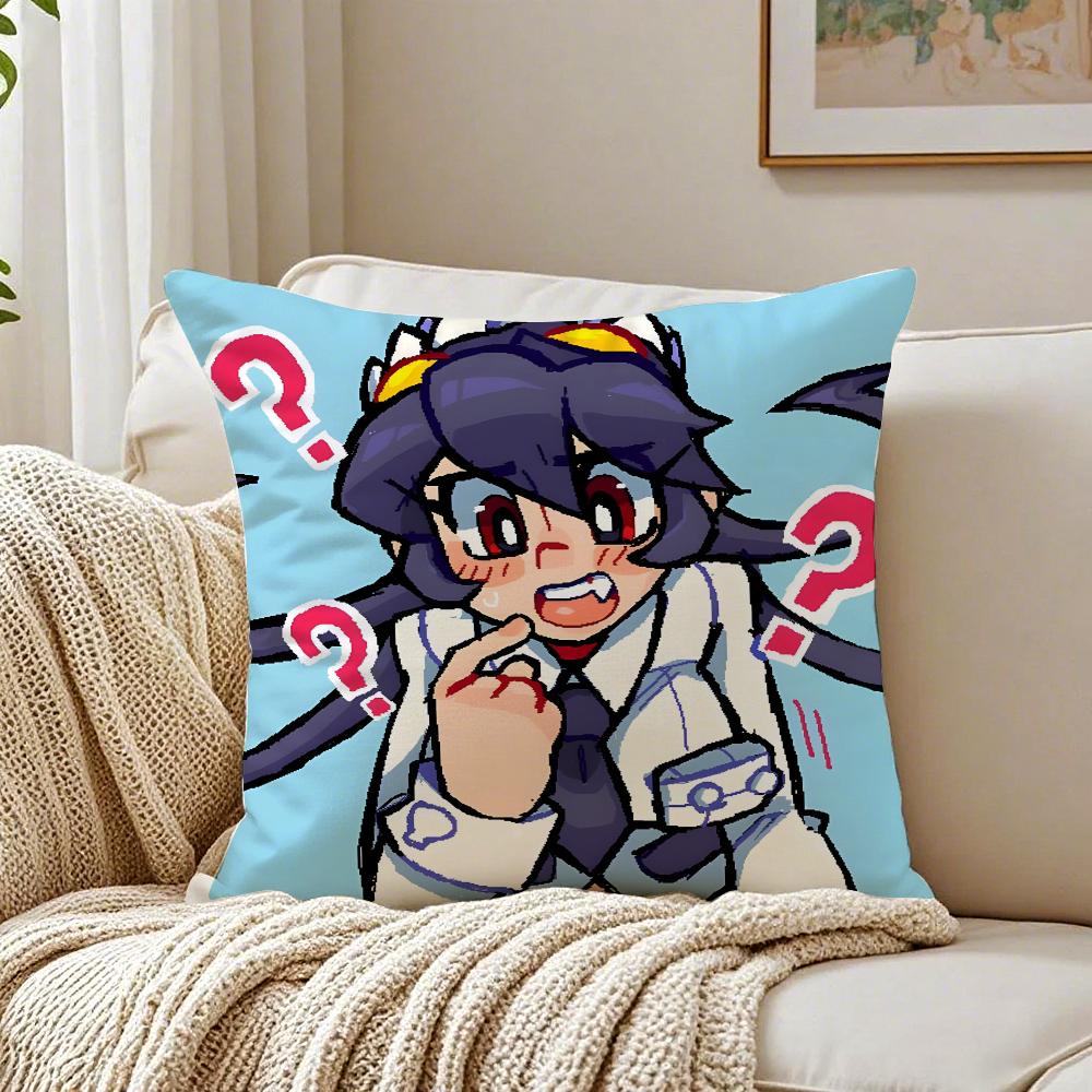 Video Game Sskullgirls Filia Cushion Cover Plush Decorative Pillow Case With Hidden Zipper Cutecore Room Decor For Home