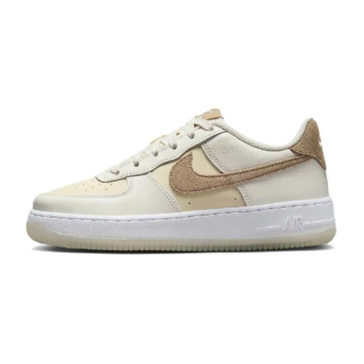 

New Nike Air Force 1 Anti Slip Wear Resistant Low Top Skateboard Shoes Beige Kids HF5349-100 35.5