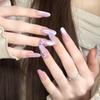 New Nude Purple Cat Eye Nail Art Kit with Removable Glass Bead Ribbon Patch