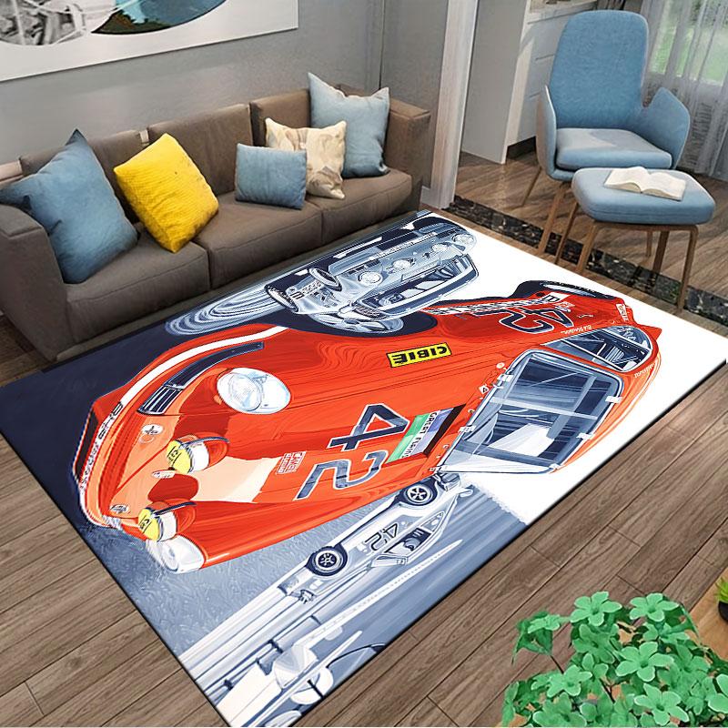 Vintage Racing Car Art Carpet Suitable As a Non-slip Mat for the Living Room or Bedroom Sofa