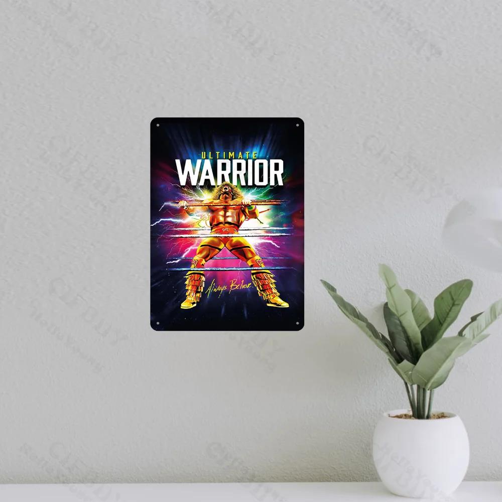 Gorgeous Ultimate Warrior Always Believe Metal Wall Art, with Its 8x12 - inch Dimensions, a Stunning Wrestling Poster