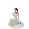 French One-word Shoulder Lace Dress Women's Autumn and Winter High-end Waist-wrapped Hip Dress Dress Dress Long Dress