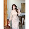 Plus-Size Women's Clothing, New Chinese-Style Improved Cheongsam, Elegant and Slimming Jacquard Stand-Collar Dress for Curvy Women