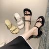 Fairy Style Thick Heel Cool Slippers Female Summer Wear 2025 New Fashion Word with High Heels Foot Cover Women Half Drag