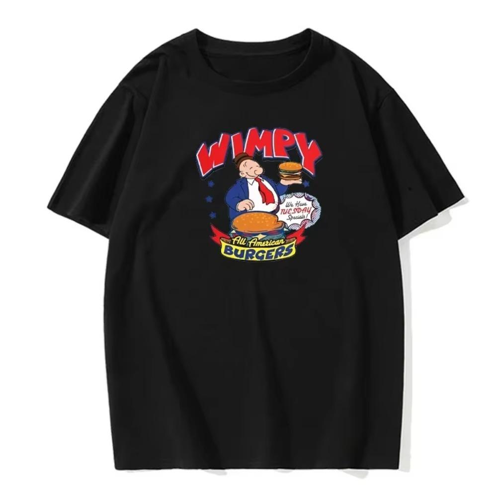 Summer Men's T-shirt Hamburguesa Debilucha Print Casual Fashion Retro Round Neck Short-sleeved Cotton European Size T-shirt