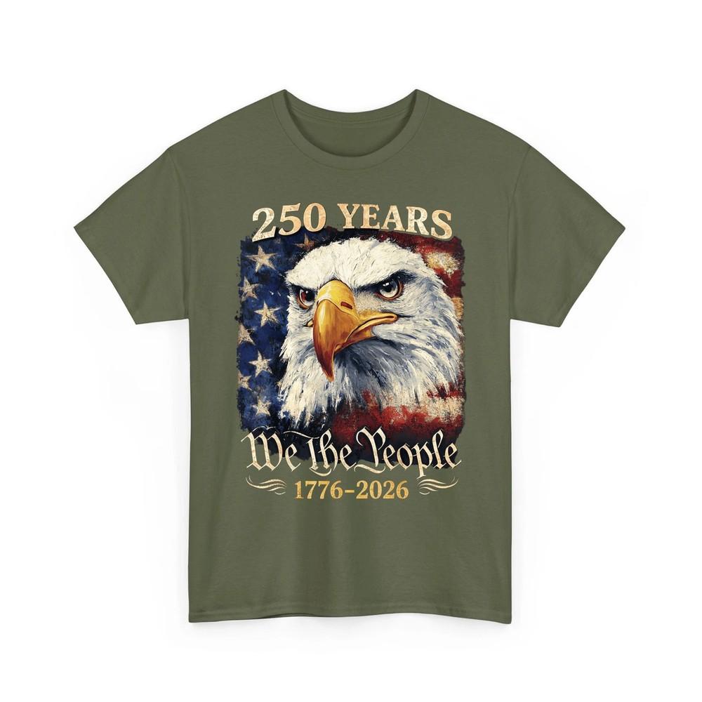 250 Years America Patriotic USA Flag 250th Anniversary 1776 2026 Bald Eagle Tee Unisex T-Shirt L