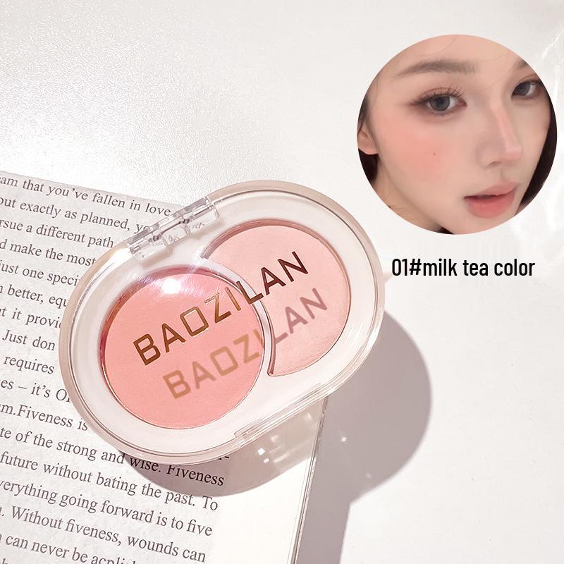Baozhilan Matte Two-Color Blush & Contour Palette - Natural Finish, Non-Caking, Light Whitening Effect.