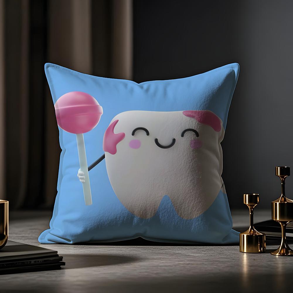 Cuscino per Divano Novità Clinica Dentale Dente Anime Federa Anti-acaro Cerniera Invisibile Morbido Peluche Corto