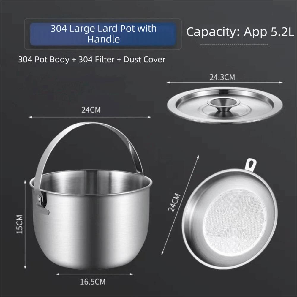 New Stainless Steel Oil Filter Pot Storage Container Large Capacity Cooking Oil Strainer Multi-Purpose Filter Tank Home Use