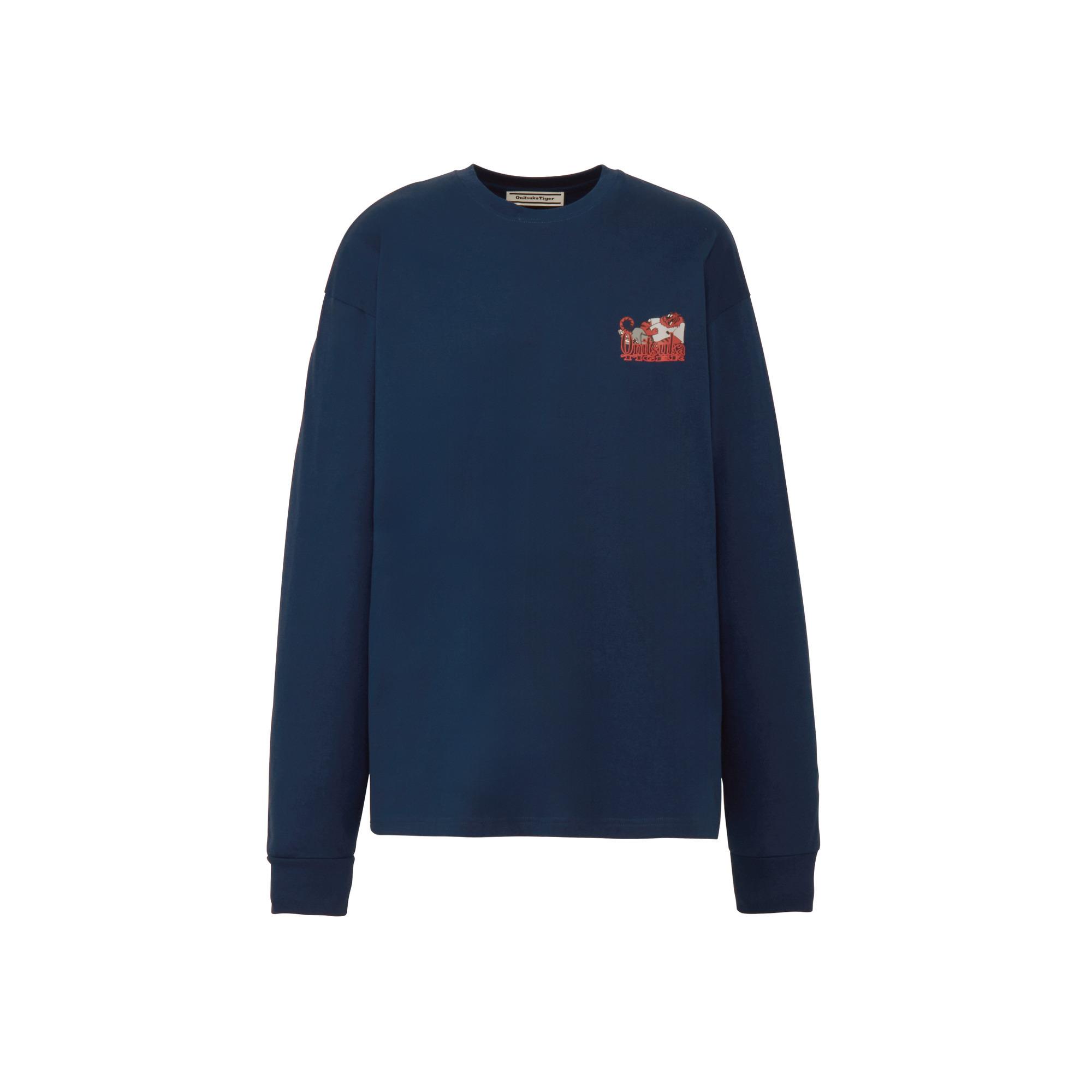 Onitsuka Tiger GRAPHIC LS TEE Long Sleeved T Shirt Unisex Navy Blue 2183B609-400 L