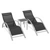 Three-Piece Curved Sun Lounger Set - Black