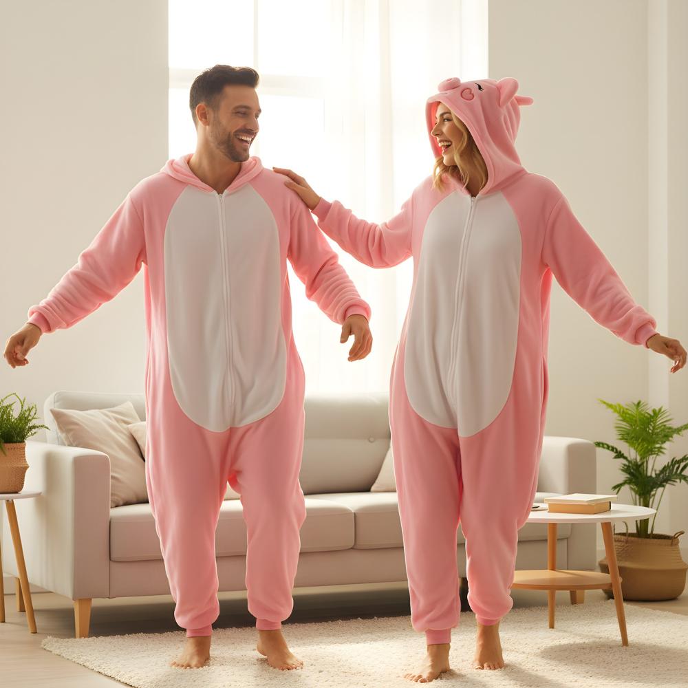 Pyjama Onesie Kigurumi Kostüm Verkleidung Rosa Schweinchen Xxl: 185 - 195cm