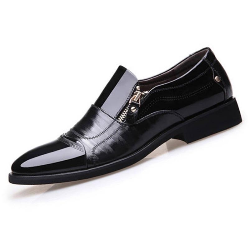 Marke Herren Business Lederschuhe Mode Spitzschuh Rutschfest Oxford Kleiderschuhe Herrenschuhe Klassischer Reißverschluss Lässige Laufschuhe 38-48
