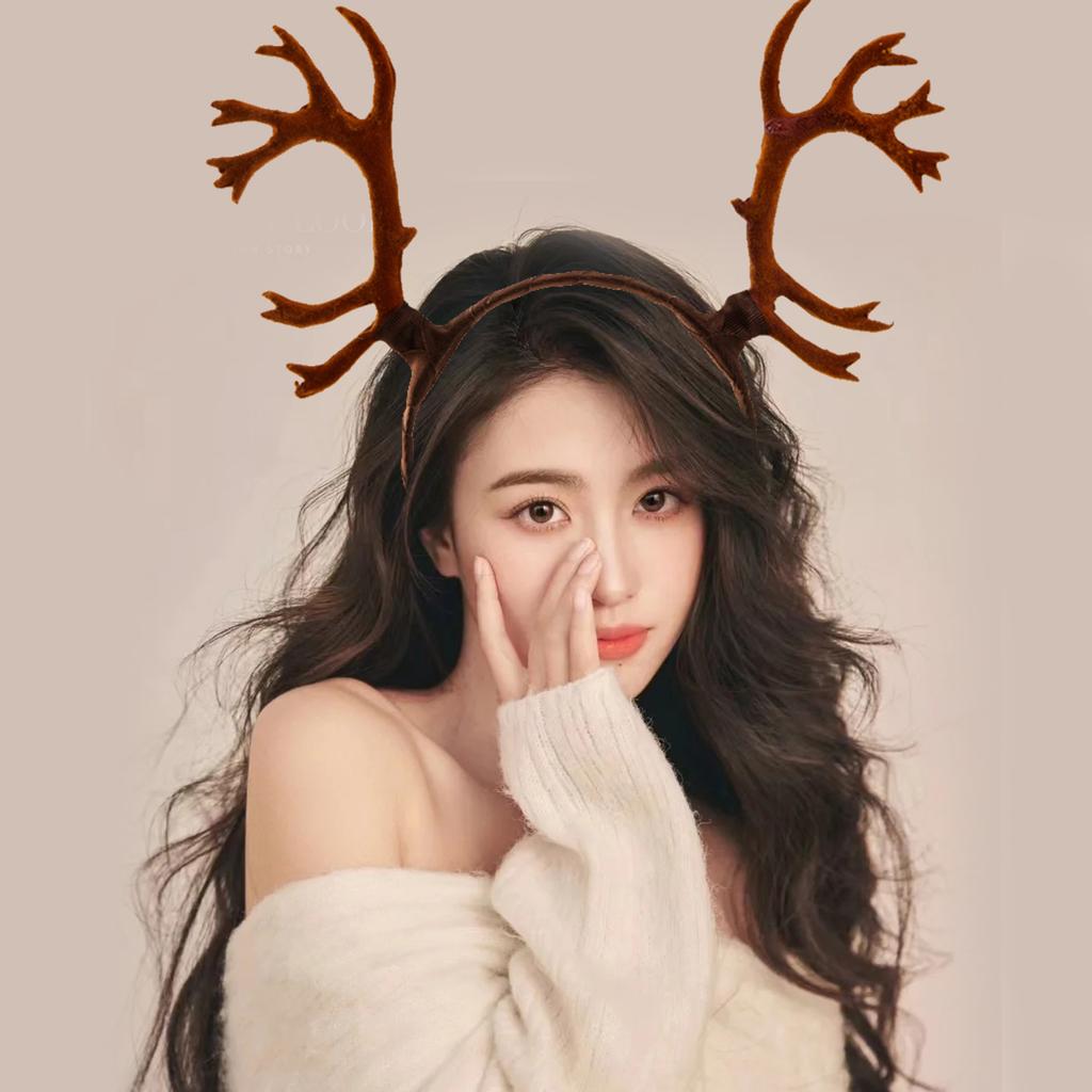 Handmade Antler Horn Headbands Girl Cosplay Headwear Antler Horn Fursuit Masquerades Halloween Cosplay Party