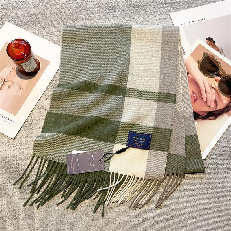 Fashion Plaid Wool Blend Scarf For Women Warm Winter Vintage Preppy Style Plaid Scarves Wraps Bufanda Shawl Christmas Gift