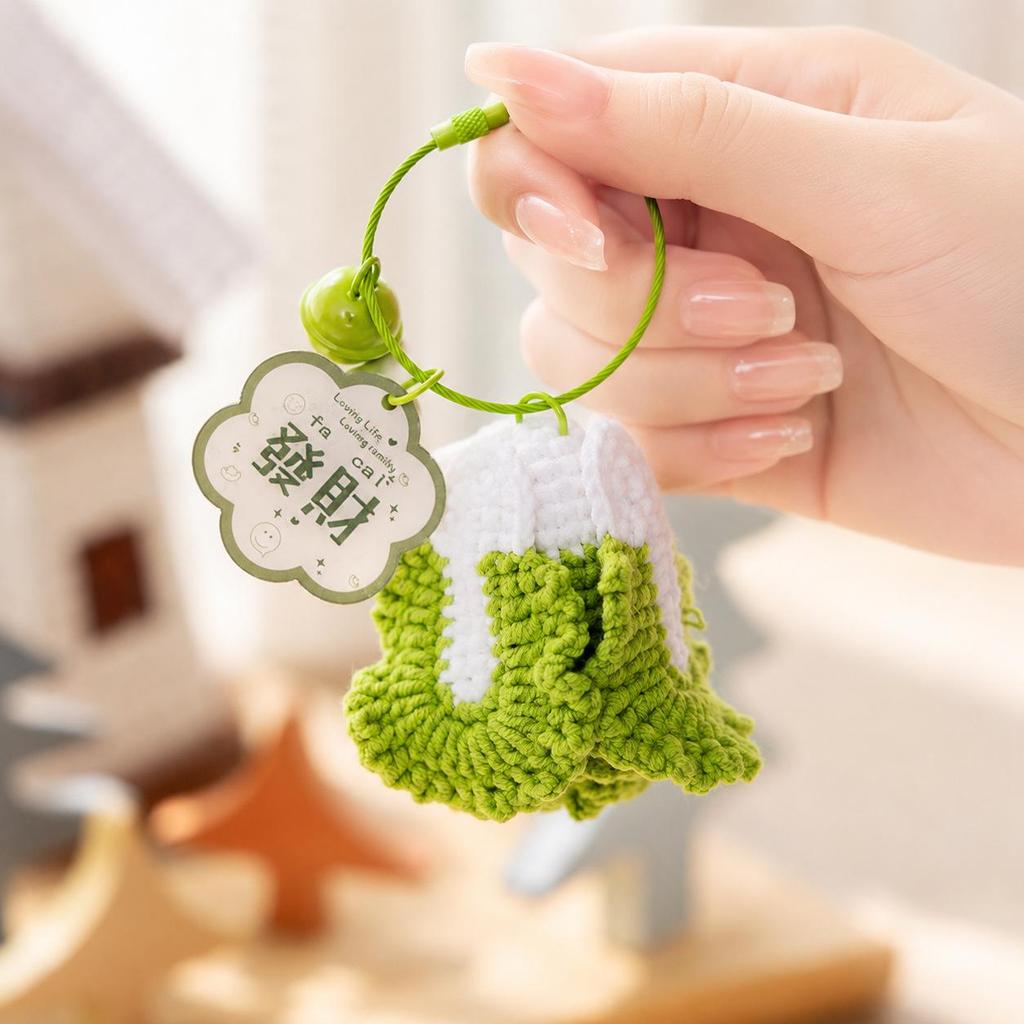 Hand-Knitted Apple & Persimmon Holiday Keychain Pendant