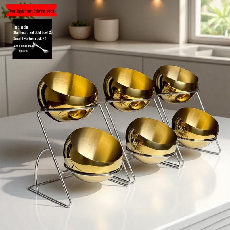 Jingbaodi Stainless Steel 2-Tier Buffet Condiment Display Set