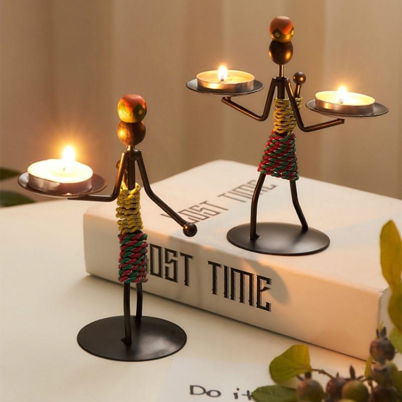 Vintage Metal Candlestick Handmade Candle Holder Creative Candlestick Crafts Miniature Wrought Iron Candlesticks Decor