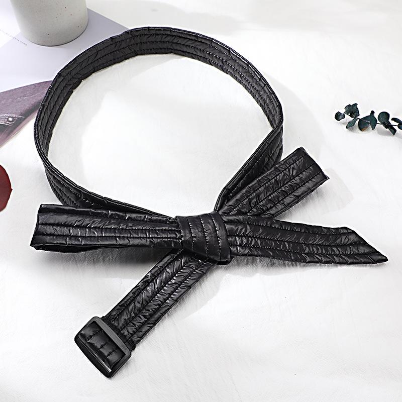 Women's Decorative Cotton-Padded Down Jacket Waist-Cinching Leather Belt Tie