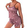 Summer Women's Two-Piece Pajama Set - Spaghetti Strap Vest & Shorts